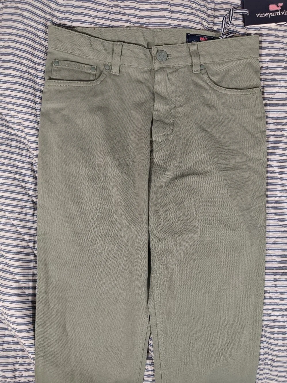 NWT Vineyard Vines Girls Size 14 Sage Green Leather Patch Casual Pants